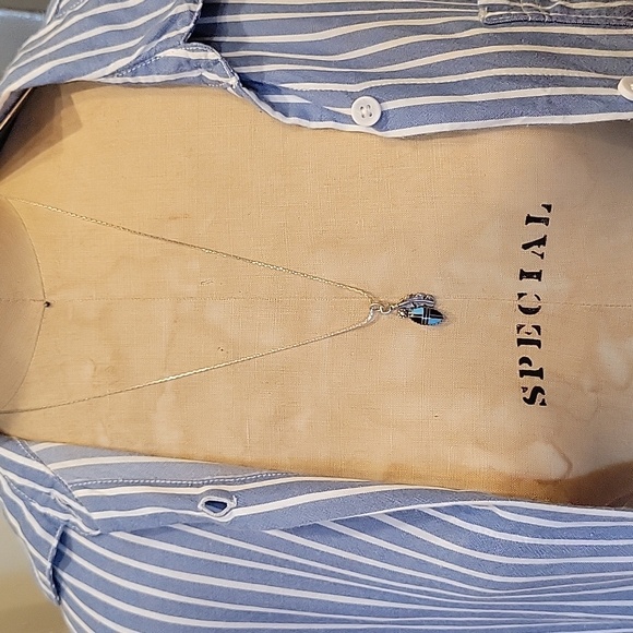 Sterling turquoise, onyx,signed necklace - Picture 3 of 6